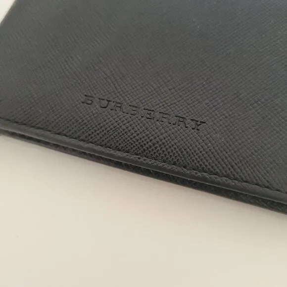 Burberry Men Designer Card Coin Bill Wallet 3in1 Black Leather Bifold Medium - Picture 3 of 14